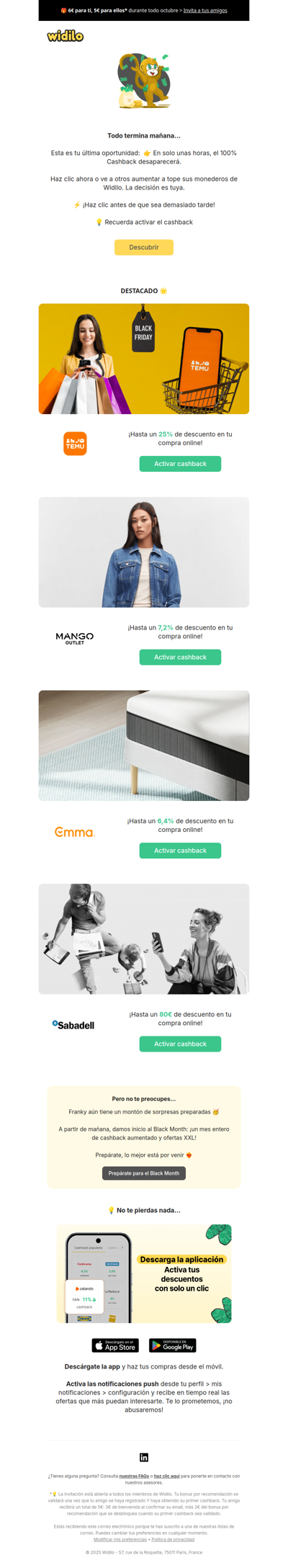 100% Cashback: últimas horas 🚨