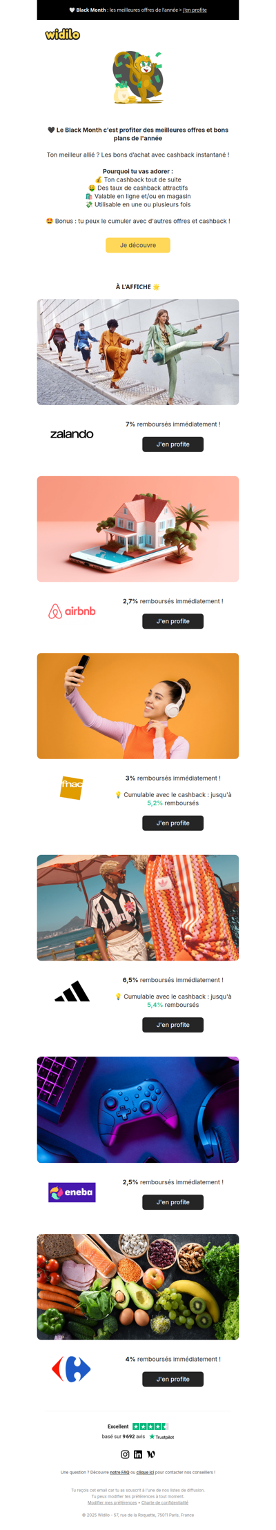 Reçois ton cashback instantanément grâce aux bons d'achat Widilo !