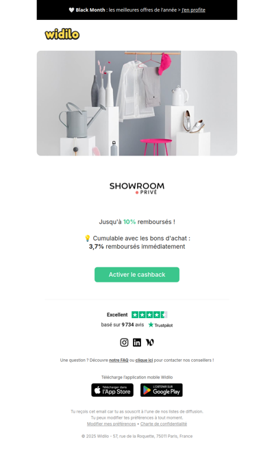 Nouveau super cashback Showroomprivé !