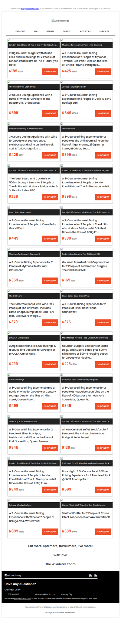 Eat Out: London Road Bistro | Mykonos Taverna | Hussar Grill | Skye Rooftop Restaurant | The Grill Room | Casa Bella | Canal Café | Beluga