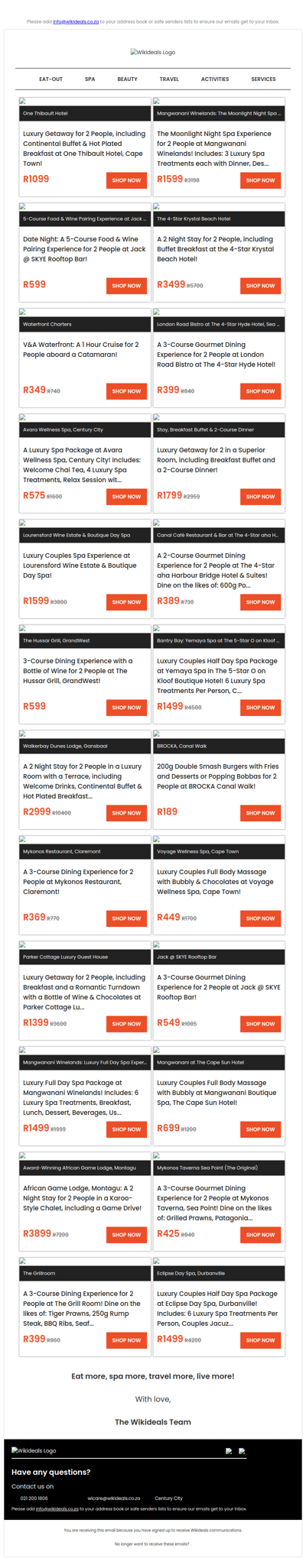 Wikideals Luxury: Gourmet Dining Experiences, Luxury Spa Packages & Exclusive Getaways