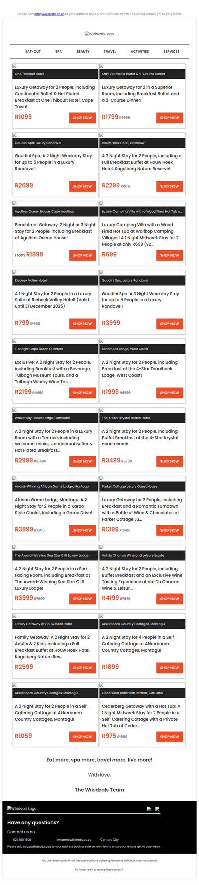 Getaway Sale: One Thibault Hotel | Houw Hoek Hotel | Agulhas Ocean House | Goudini Spa | Fountains Hotel | Wolfkop Nature Reserve