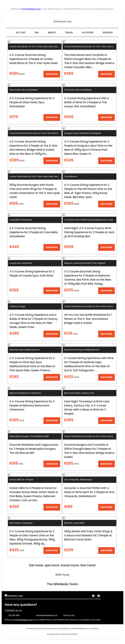 Eat Out: Hussar Grill | Skye Rooftop Restaurant | Spur Melkbosstrand | London Road Bistro | Spur Bergvliet | Casa Bella Restaurant | Bricklane Eatery