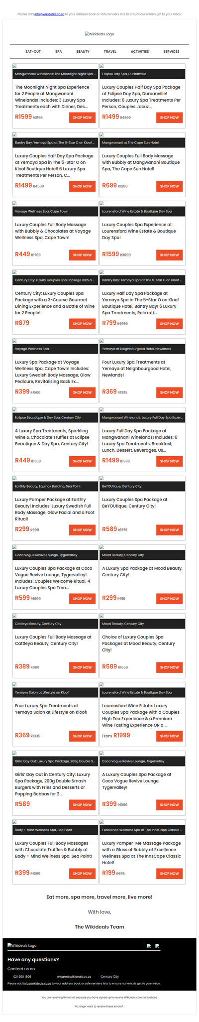 Spa Luxury: Yemaya Day Spa | Mood Beauty | Coco Vogue Beauty Bar | Mangwanani African Spa | Eclipse Day Spa | Voyage Wellness Spa