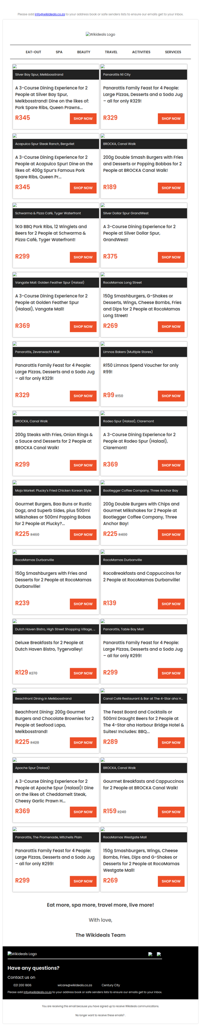 Eat Out: Brocka Canal Walk | Spur GrandWest | Panarottis N1 City | Limnos Bakers | Rodeo Spur | Pluckys | RocoMamas Durbanville | Spur Melkbosstrand