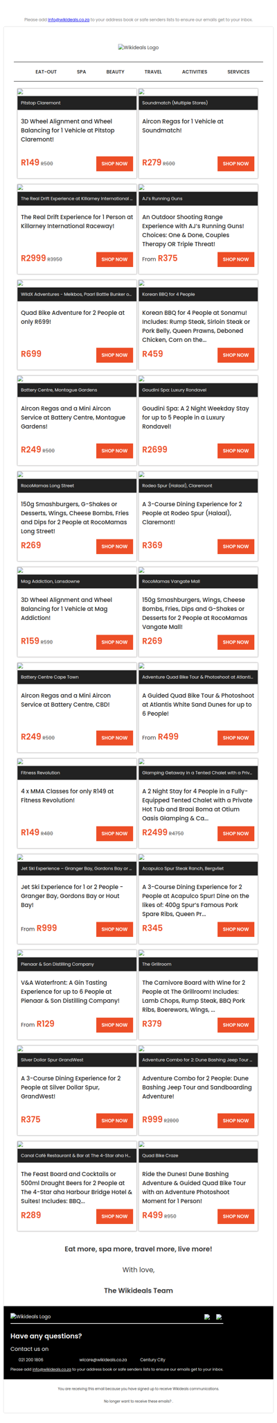 3D Wheel Alignment & Balancing at Pitstop Claremont | Aircon Regas at Soundmatch | Quad Bike Adventure for 2 | Drift Experience at Killarney