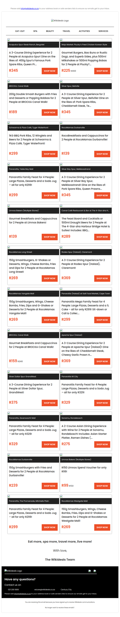 Eat Out: Spur Bergvliet | Panarottis N1 City | Brocka | Rodeo Spur (Halaal) | Limnos Bakers | RocoMamas on Long Street | Spur Melkbosstrand