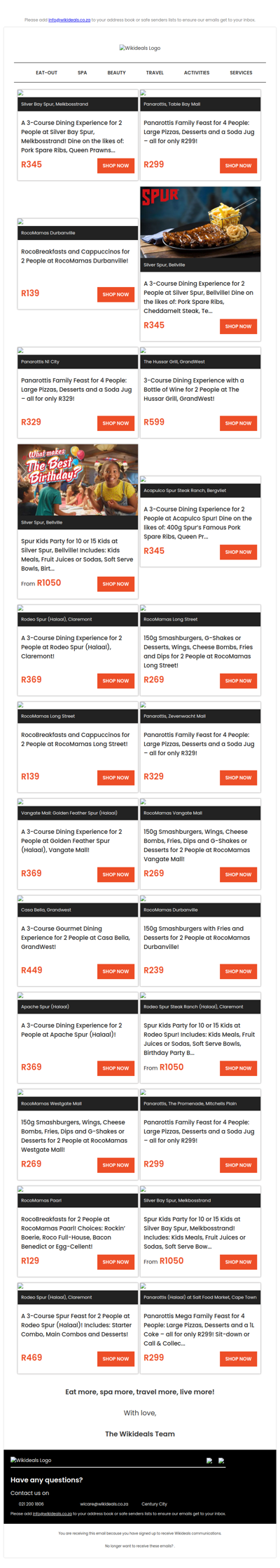 Spur & Friends: Spur | RocoMamas | Panarottis | Hussar Grill | Casa Bella