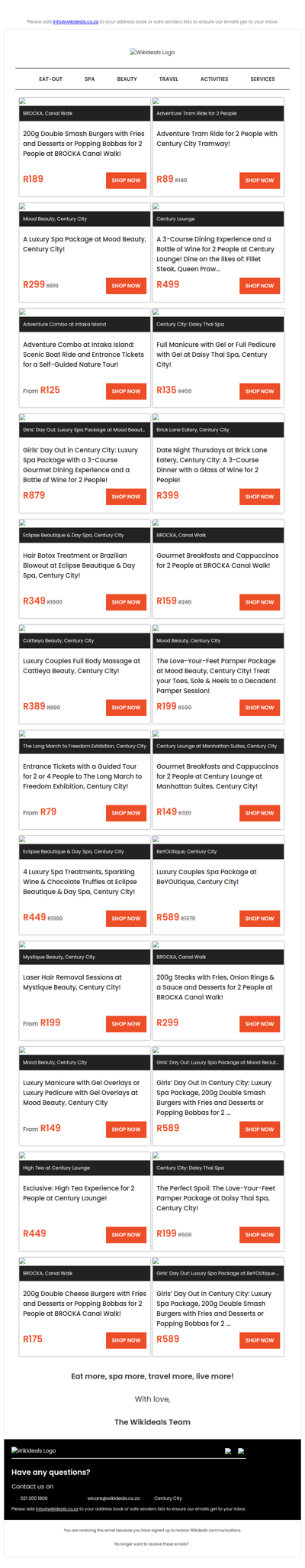 Century City: Eat-Out, Fun Activities, Spa Packages, Hair & Beauty Treatments and More!