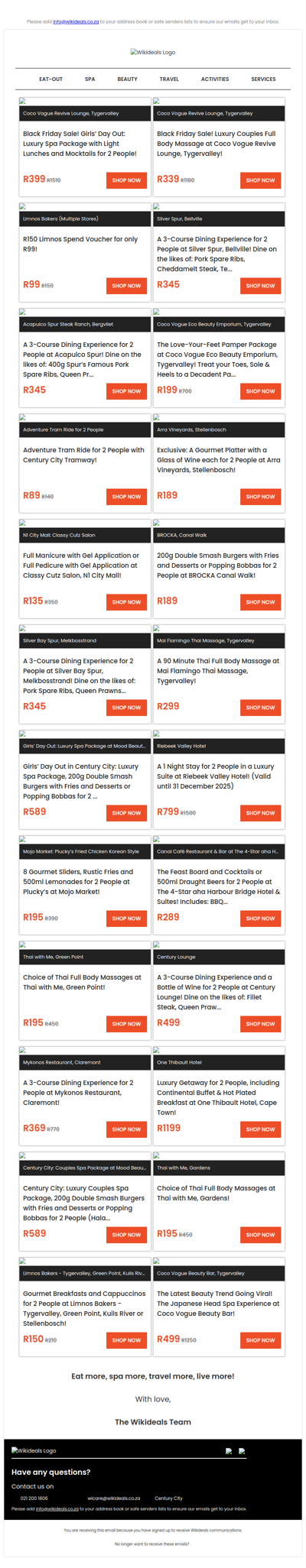 Black Friday Sale: Luxury Spa Package for 2 with Lunch & Beverages at only R399 | Luxury Couples Full Body Massage at only R339