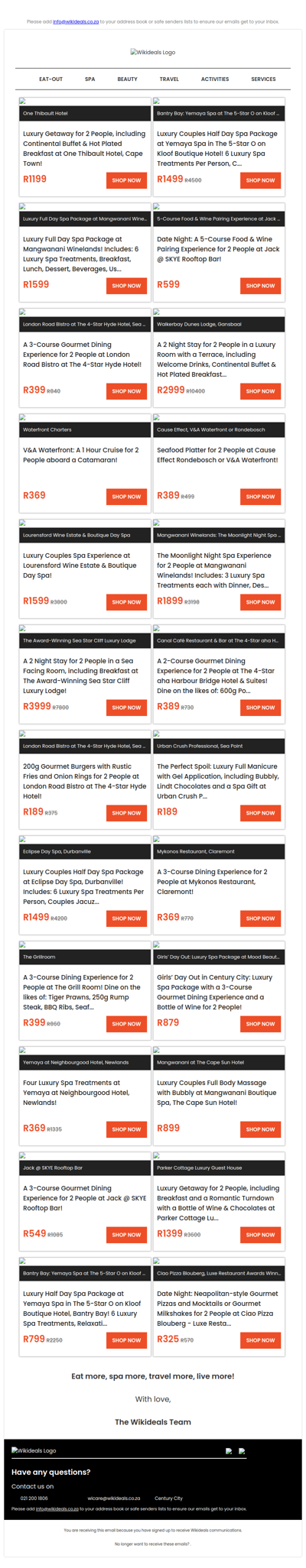 Wikideals Luxury: Gourmet Dining Experiences, Luxury Spa Packages & Exclusive Getaways