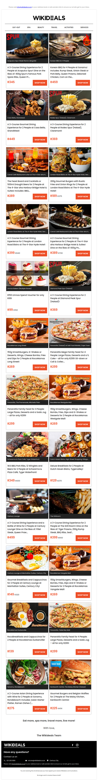 Eat Out: Casa Bella | Spur Bergvliet | RocoMamas Long Street | London Road Bistro | Rodeo Spur | Panarottis Promenade | RocoMamas Durbanville