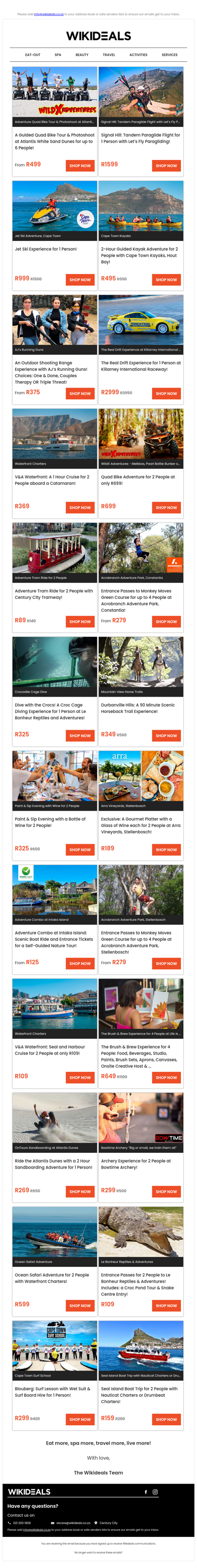 Fun & Adventure: Quad Bike Adventure | Kayaking | Jet Ski | Paraglide Flight | Croc Cage Dive | Paint & Sip Evening | Seal & Harbour Cruise