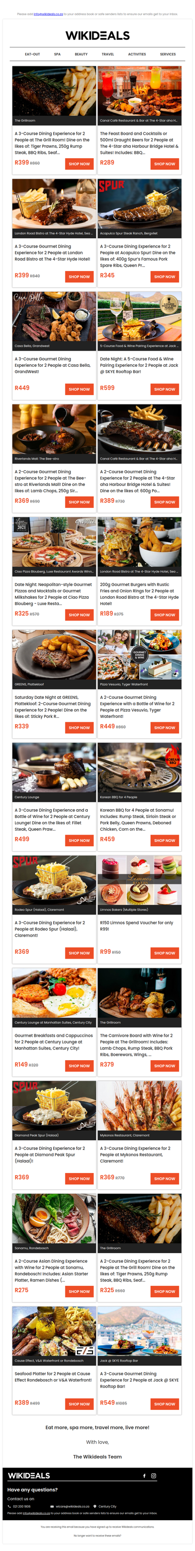 Eat-Out: Canal Café | Casa Bella | The Grill Room | Skye Rooftop Restaurant | Cause Effect | Ciao Pizza | Pizza Vesuvio | London Road Bistro