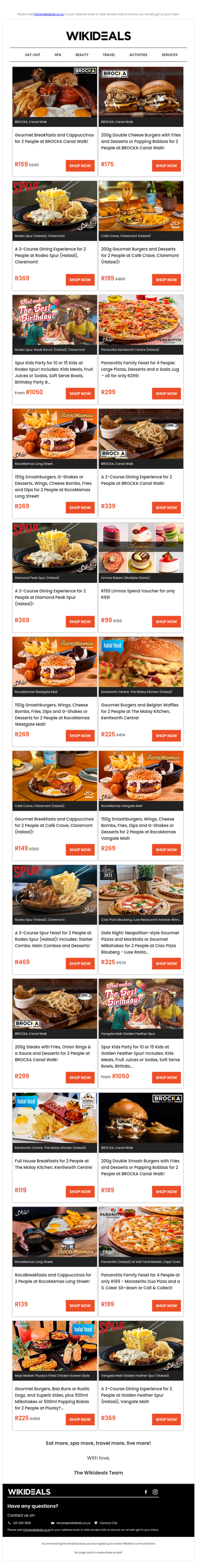 Brocka Canal Walk: Breakfast and Cappuccinos or 200g Double Burgers and Desserts | Rodeo Spur (Halaal): 3-Course Dining Experience for 2