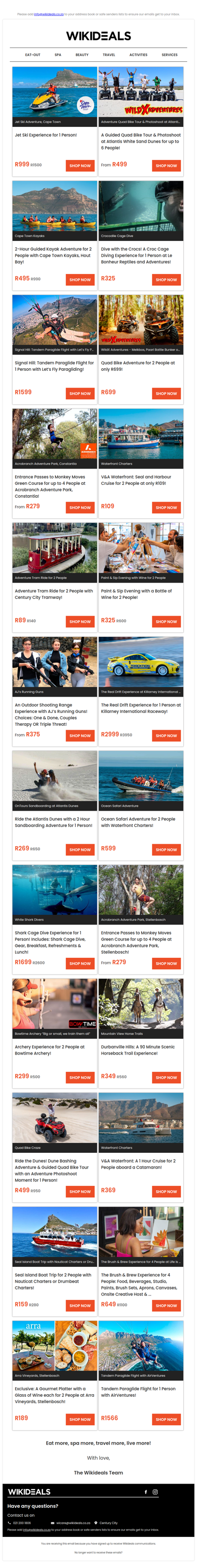 Fun & Adventure: Jet Ski | Quad Bike | Kayaking | Croc Cage Dive | Zip Line | Seal & Harbour Cruise | Sip & Paint Evening | Paraglide Flight