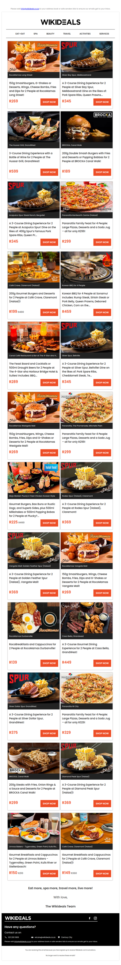 Eat Out: Spur Melkbosstrand | Panarottis Kenilworth Centre | Brocka Canal Walk | Panarottis N1 City | Rodeo Spur | RocoMamas Durbanville | Limnos