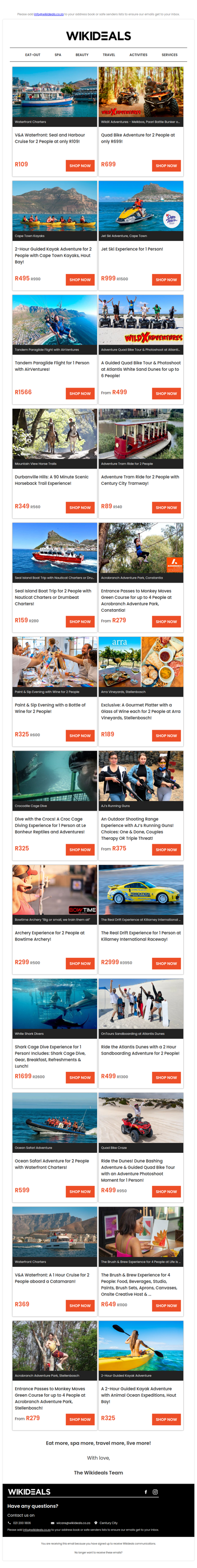 V&A Waterfront: Seal & Harbour Cruise | Dune Bashing & Quad Bike Adventure | Kayaking in Hout Bay | Jet Ski Experience | Croc Cage Dive | Archery