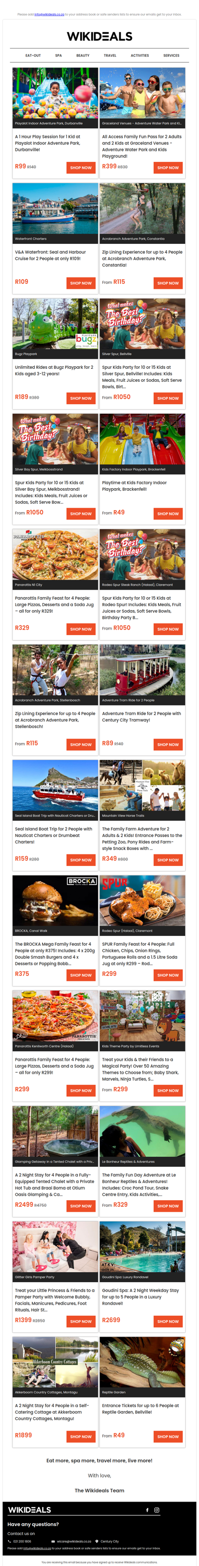 Playtime at Playalot Indoor Adventure Park | Family Pass to Graceland Waterpark | SPUR Kids Birthday Party | Family Feast for 4 at Panarottis