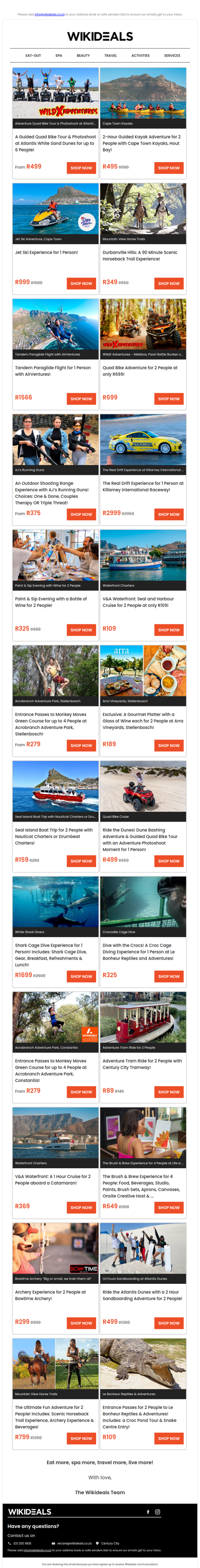 Quad Bike Adventure | Kayaking in Hout Bay | Jet Ski Experience | Seal & Harbour Cruise | Adventure Tram Ride | Croc Cage Dive | Horse Riding