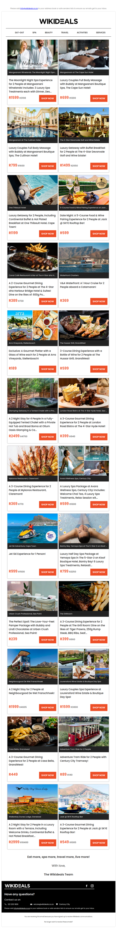 The Moonlight Night Spa Experience at Mangwanani Africa Spa: 3 Luxury Spa Treatments with Dinner, Desserts, Drinks, Treats & More