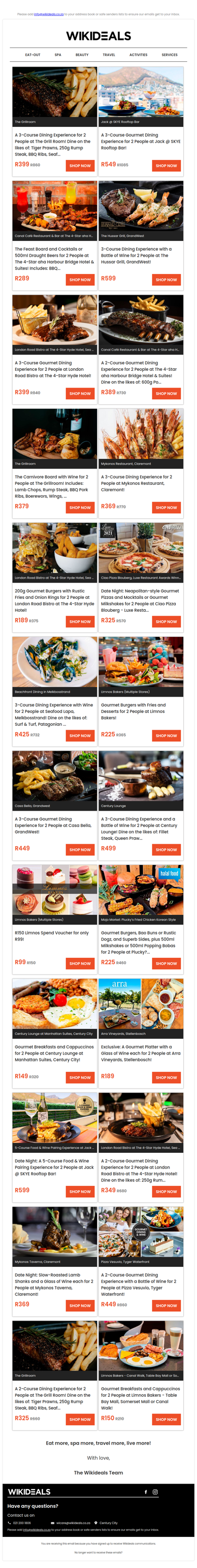 Dine Out: The Grill Room | London Road Bistro | Skye Rooftop Restaurant | Mykonos Restaurant | Hussar Grill | Casa Bella | Canal Café