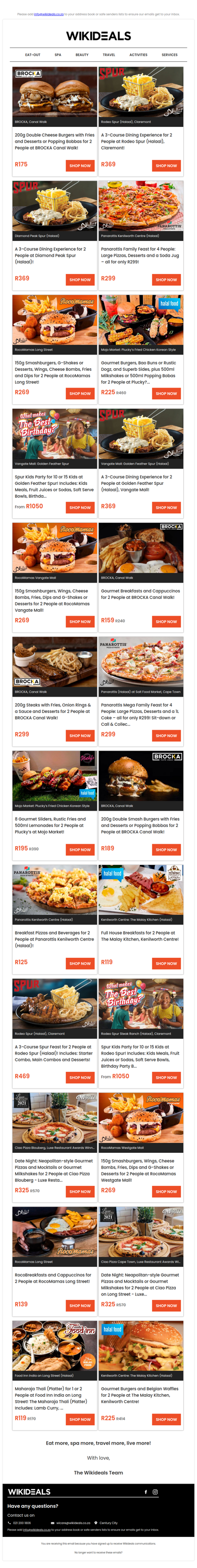 Halaal: Panarottis Kenilworth Centre | Brocka Canal Walk | Rodeo Spur Claremont | Pluckys at Mojo Market | RocoMamas Vangate Mall