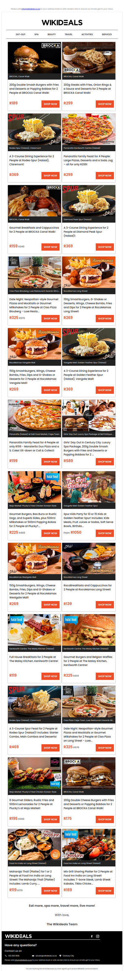 Brocka Canal Walk: 200g Gourmet Burgers & Desserts OR 200g Steaks & Desserts | Rodeo Spur (Halaal): 3-Course Dining Experience for 2