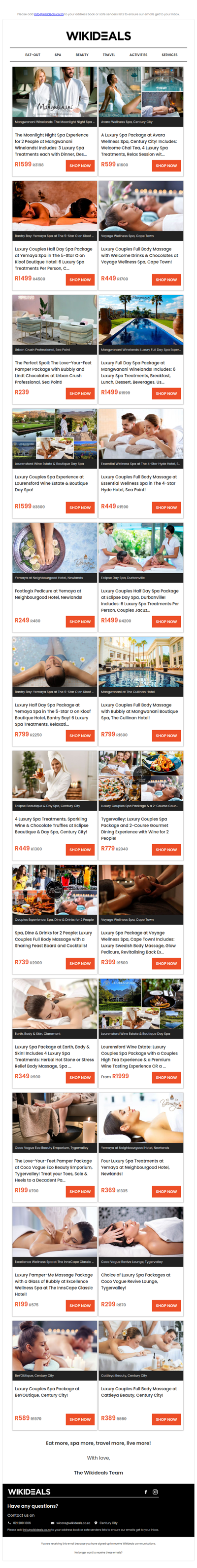 Spa Luxury: Mangwanani Africa Spa | Essential Wellness Spa | Yemaya Day Spa | Wellness in the Winelands | Eclipse Day Spa | Avara Wellness Spa