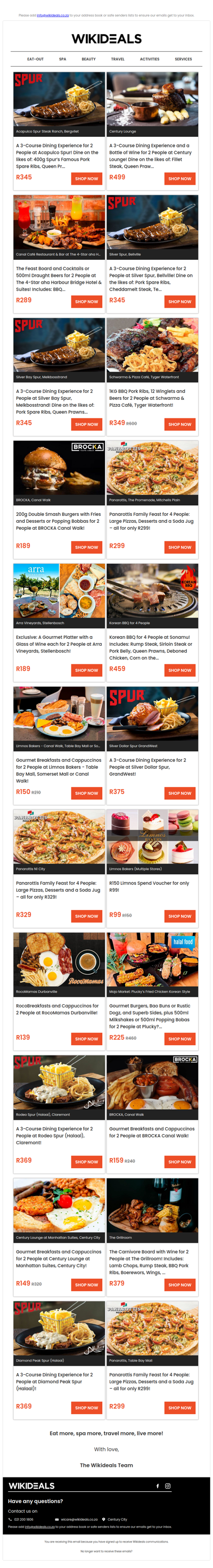 Eat Out: Spur Bergvliet | Century Lounge | Panarottis N1 City | Spur Melkbosstrand | Brocka Canal Walk | Spur GrandWest | Sonamu Korean BBQ