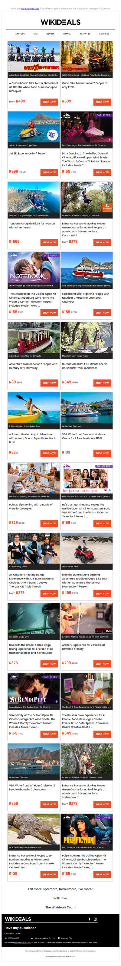 Fun & Adventure: Quad Bike Adventure | Movies at The Galileo | Jet Ski Experience | Seal & Harbour Cruise | Horse Riding in Durbanville