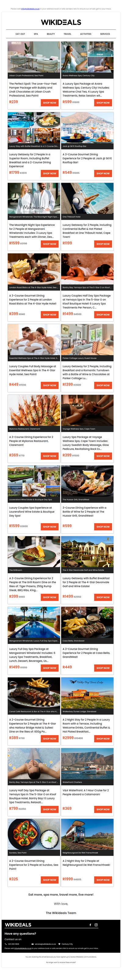 Wikideals Luxury: Gourmet Dining Experiences, Luxury Spa Packages & Exclusive Getaways