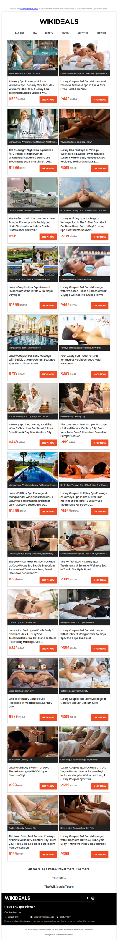 Spa Luxury: Avara Wellness Spa | Voyage Wellness Spa | Eclipse Day Spa | Mangwanani African Spa | Wellness in the Winelands | Yemaya Day Spa