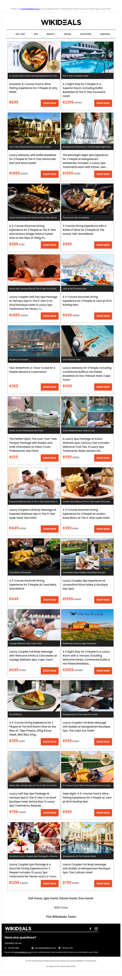 Exclusive: 6-Course Food & Wine Experience for 2 People at The Grill Room | Moonlight Spa Experience at Mangwanani: Spa Treatments, Dinner & Drinks