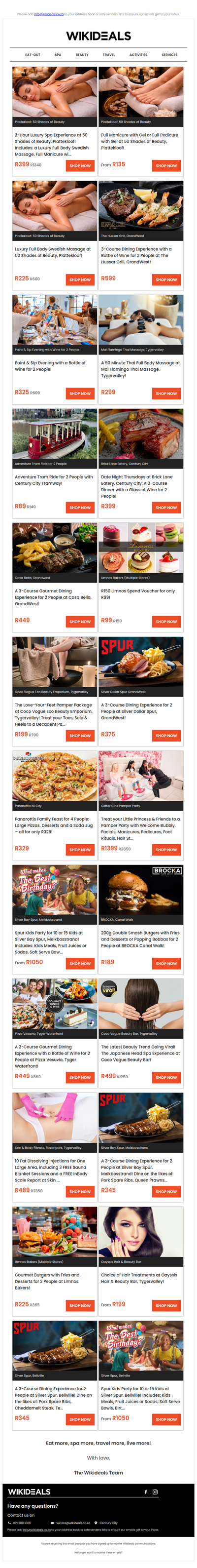 Plattekloof: 2 Hour Luxury Spa Package at 50 Shades of Beauty | GrandWest: 3-Course Dining Experience with a Bottle of Wine at Hussar Grill