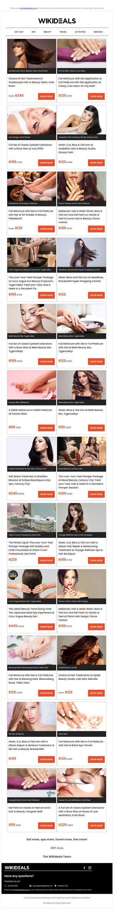 Choice of Hair Treatments, Manicures, Pedicures, Eyelash Extensions & Makeover Packages