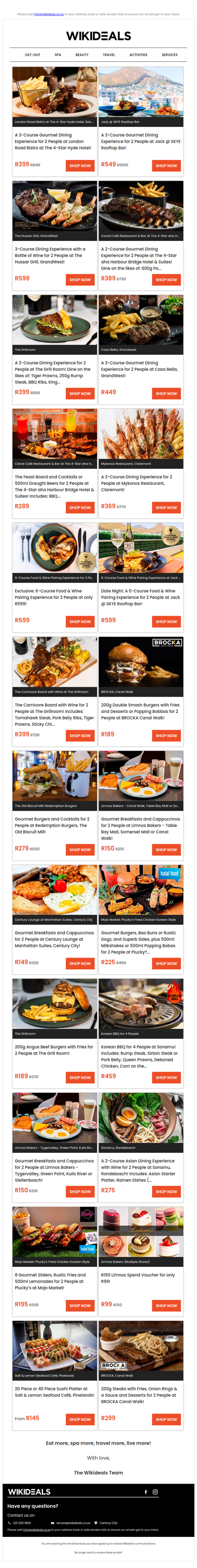 Dine Out: Skye Rooftop Restaurant | London Road Bistro | Canal Café | Hussar Grill | The Grill Room | Mykonos Restaurant | Casa Bella