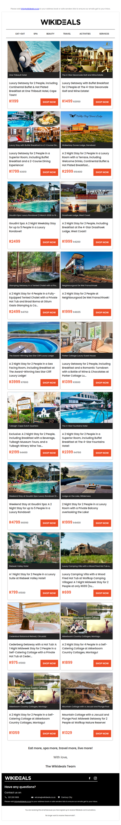 Getaway Sale: Devonvale Wine Estate | Fountains Hotel | Walker Bay Dunes Lodge | Goudini Spa | One Thibault Hotel | Draaihoek Lodge