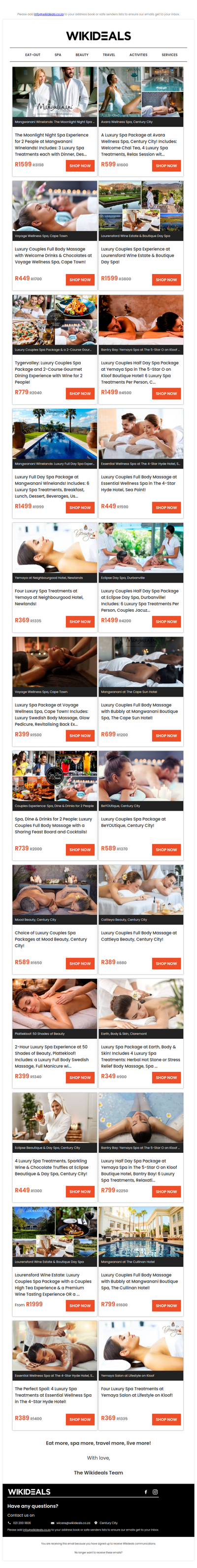 Spa Luxury: Avara Wellness Spa | Mangwanani African Spa | Eclipse Day Spa | Voyage Wellness Spa | Yemaya Day Spa | Essential Wellness Spa