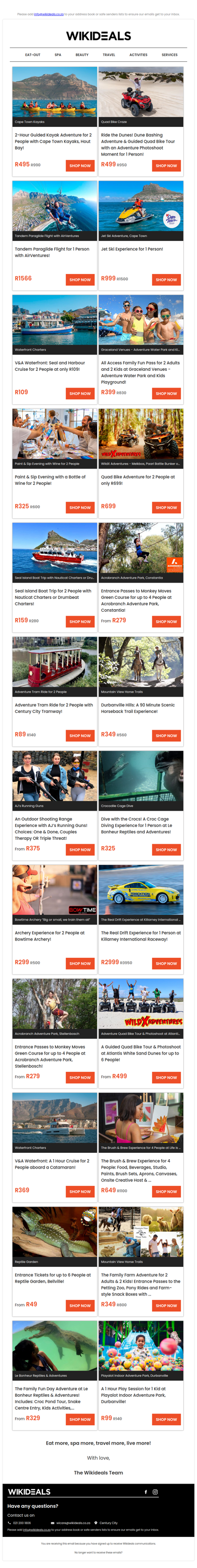 Fun & Adventure: Quad Bike Adventure | Kayaking in Hout Bay | Jet Ski Experience | Paraglide Flight off Signal Hill | Horse Riding in Durbanville