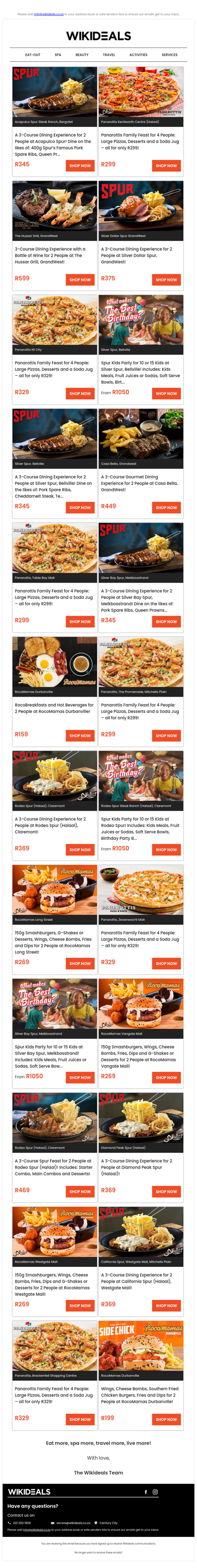 Spur & Friends: One Tasty Line-Up – Spur, The Hussar Grill, Panarottis, RocoMamas & Casa Bella