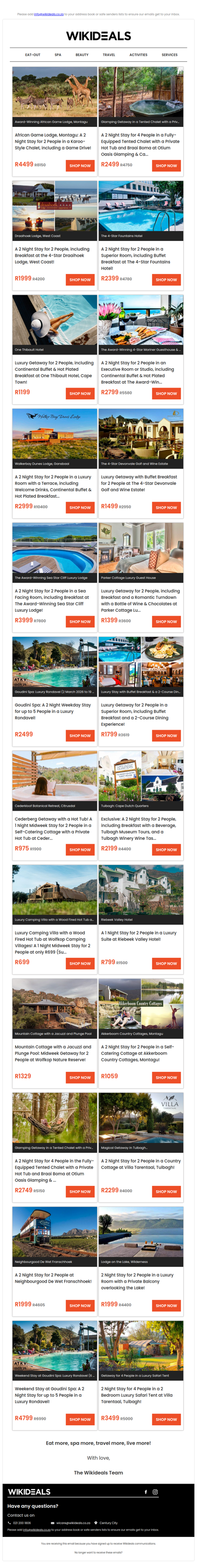 Getaway Sale: African Game Lodge | Otium Oasis Glamping & Camping | Devonvale Golf & Wine Estate | Wolfkop Nature Reserve | One Thibault Hotel