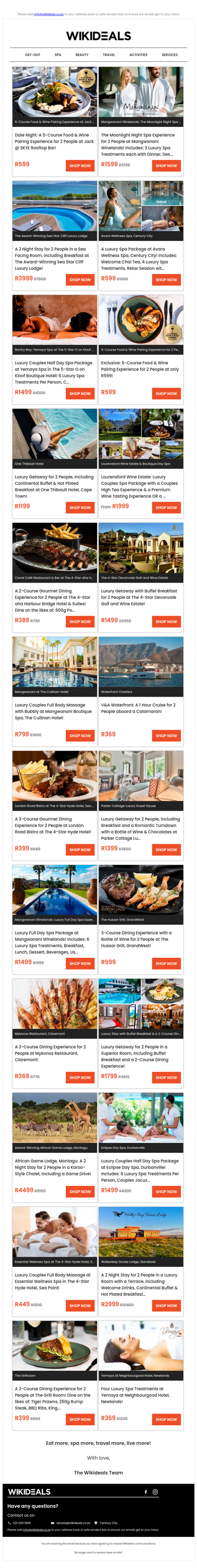 5-Course Food & Wine Pairing Experience at Skye Rooftop Restaurant | Moonlight Night Spa Experience for 2 at Mangwanani African Spa