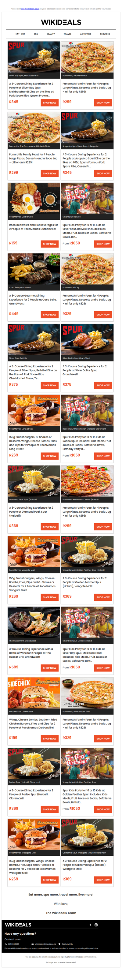 Spur & Friends: One Tasty Line-Up – Spur, Panarottis, RocoMamas, Casa Bella & The Hussar Grill