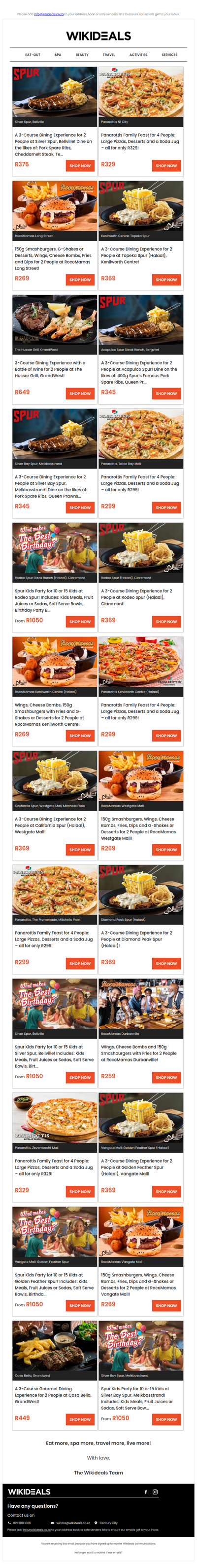 Spur & Friends: One Tasty Line-Up - Spur, Panarottis, RocoMamas, Hussar Grill & Casa Bella