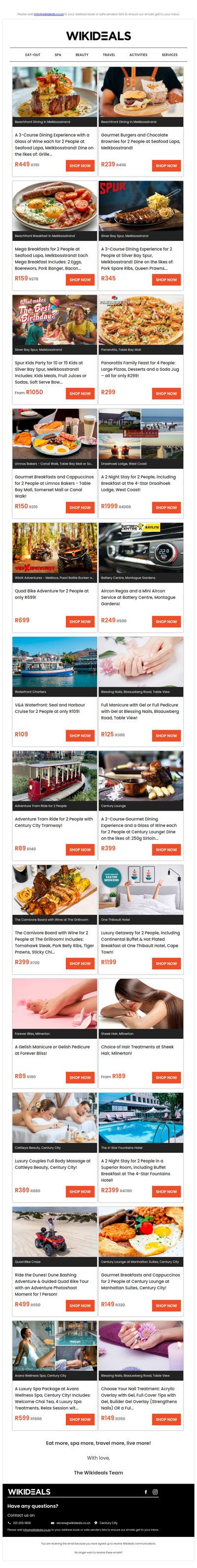 Beachfront Dining in Melkbosstrand: 3-Course Dining Experience with Wine for 2 | Century City: Couples Full Body Massage at Cattleya Beauty