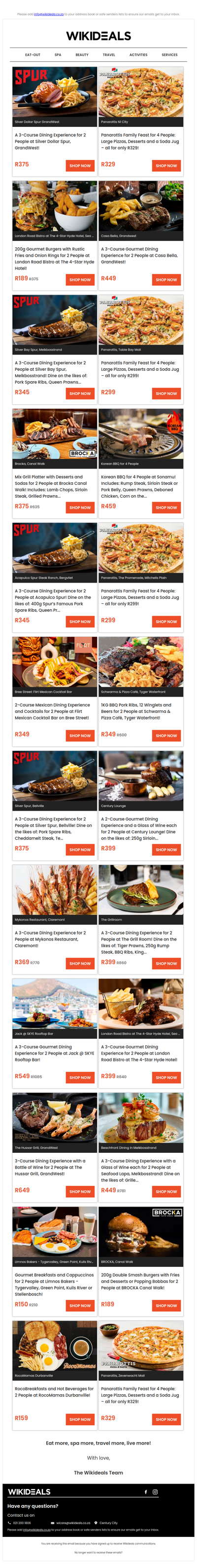 Eat Out: Spur GrandWest | Sonamu Korean BBQ | Panarottis N1 City | Century Lounge | Panarottis Promenade Mall | Spur Melkbosstrand | Hussar Grill