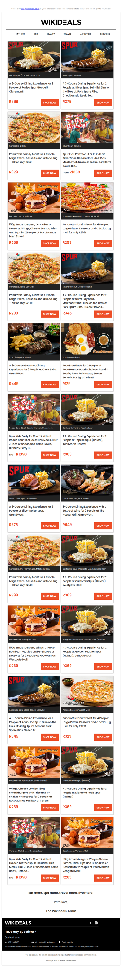 Spur & Friends: One Tasty Line-Up - Spur, Panarottis, RocoMamas, Hussar Grill & Casa Bella