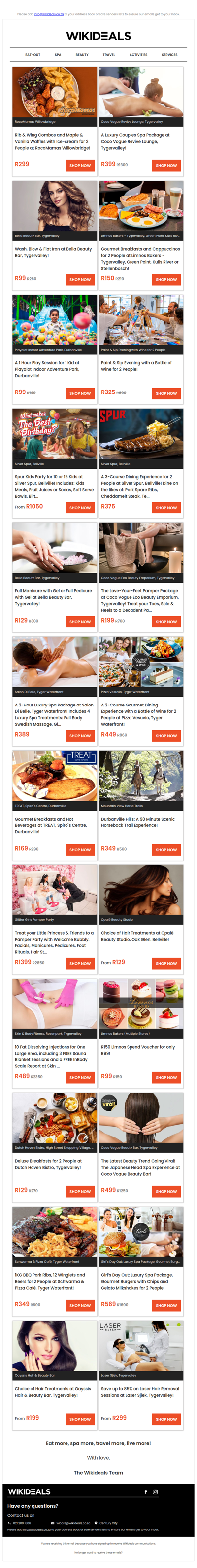 RocoMamas Willowbridge: Rib & Wing Combos and Waffles with Ice-cream for 2 | Tygervalley: Luxury Couples Spa Package at Coco Vogue Beauty Bar