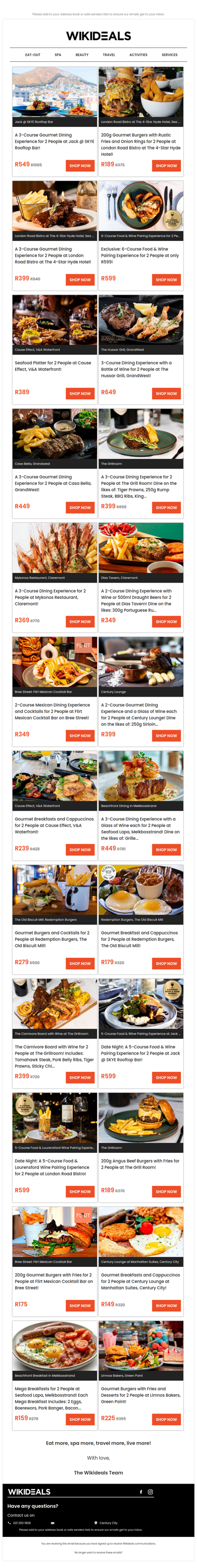 Dine Out: Skye Rooftop Restaurant | London Road Bistro | The Grill Room | Hussar Grill | Casa Bella Restaurant | Cause Effect | Century Lounge